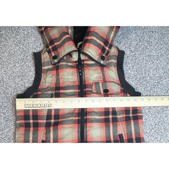 Burton DryRide Full Zip Hooded Plaid Vest Women's Size Medium Flannel Lined - Picture 3 of 9